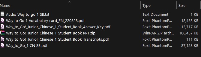 Download Way to Go! Junior Chinese - PDF (high quality- student book), audio, answer key, transcript, PowerPoint file, vocabulary card 3 Resources list Way_to_Go 1 download