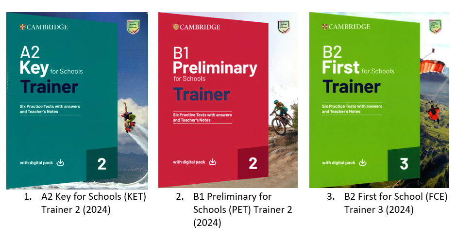 (Instant download) A2 Key for Schools Trainer 2 (2024), B1 Preliminary for Schools Trainer 2 (2024), B2 First for Schools Trainer 3 (2024)  Six Practice tests with answers